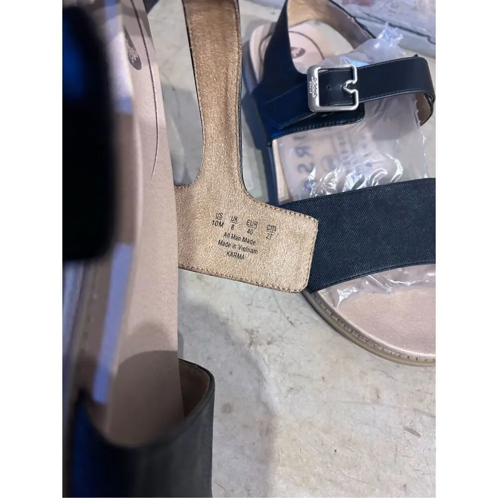 Dr Scholl’s Karma Black Buckled Open Toe Sandals Women’s Size 10